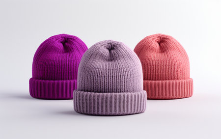 Knitted Beanies on a Clear Canvasの素材