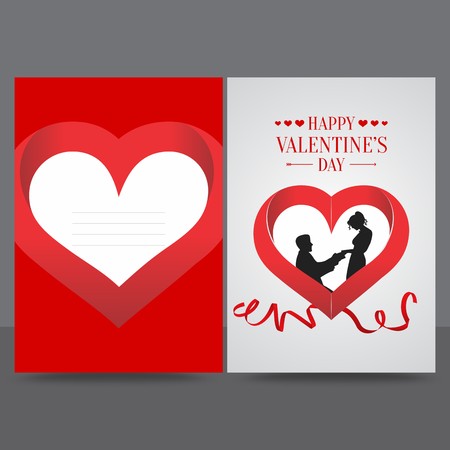 Valentine greeting card having red heart and greeting message over soft grey backgroundのイラスト素材