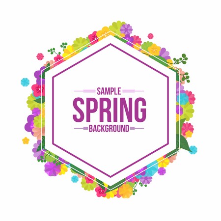 Spring Flowers Hexagonal Water Color Frame Nature Backgroundのイラスト素材