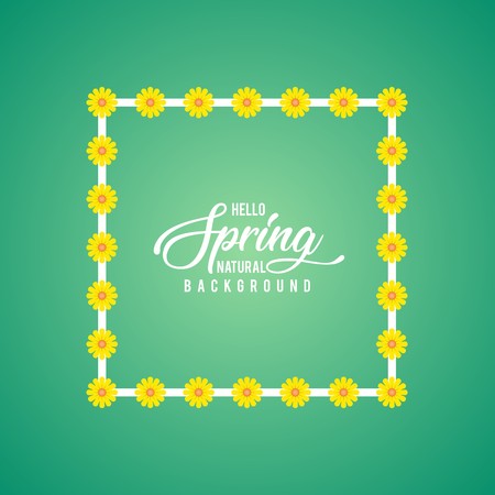 Sunflowers covering a White Frame in a Spring Jade Backgroundのイラスト素材
