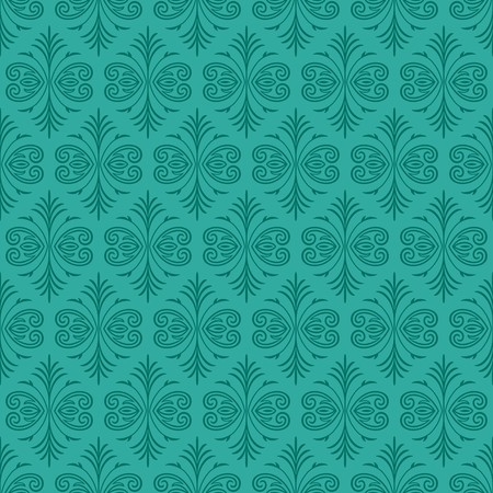 Dark green Gothic seamless pattern over jade ornamental swirl backgroundのイラスト素材