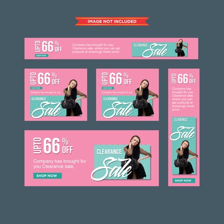 Set of modern pink and blue clearance sale web bannersのイラスト素材