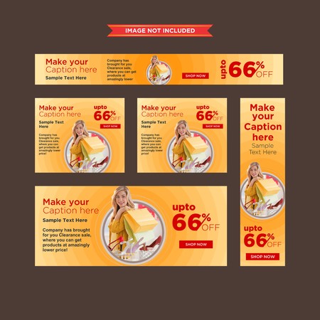 Set of pale yellow shopping clearance web bannersのイラスト素材