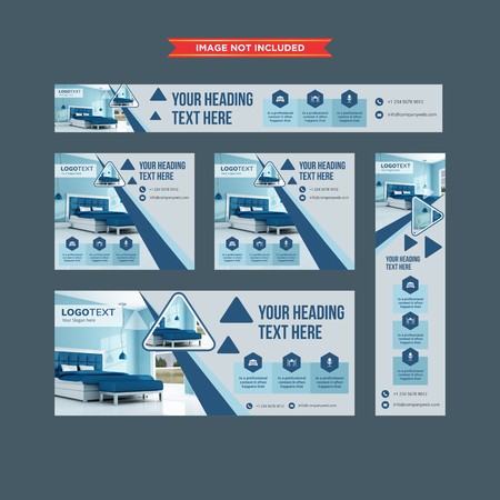 Set of promotional web banners in shades of blueのイラスト素材