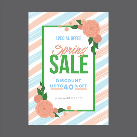 Abstract Blue and Pink Spring Poster with Green Frame.のイラスト素材