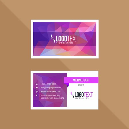 Polygonal purple and white business card.のイラスト素材