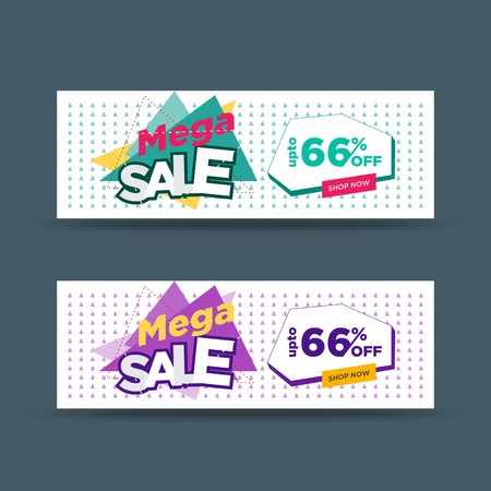 Geometric mega sale web bannersのイラスト素材