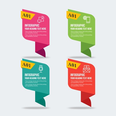 Broadcasting information infographic in multicolored ribbonsのイラスト素材