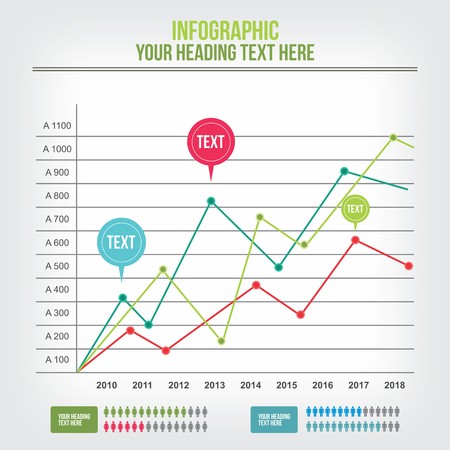 Business statistics graph with multiple linesのイラスト素材
