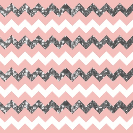 Pinkish White Zigzag Pattern with Sparkly Silver Effectのイラスト素材