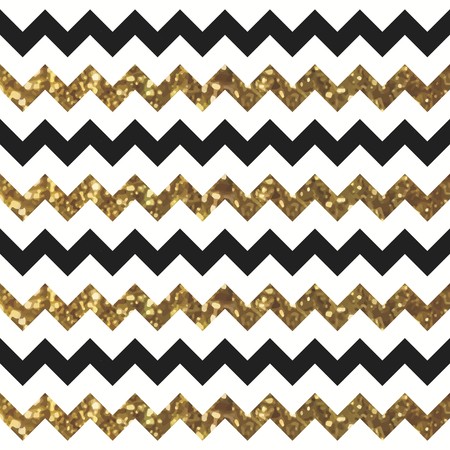 Glittery Gold Chevron Zigzag Pattern with Black and White Effectのイラスト素材