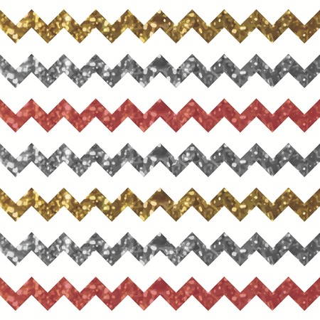 Glitter Zigzag Pattern with Silver Gold and Bronze Effect.のイラスト素材
