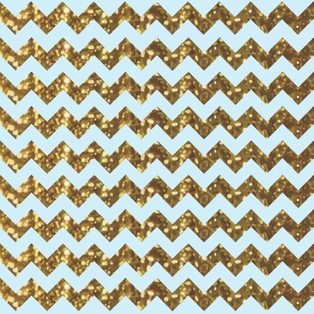 Aqua Zigzag Pattern with Glittery Gold Effectのイラスト素材