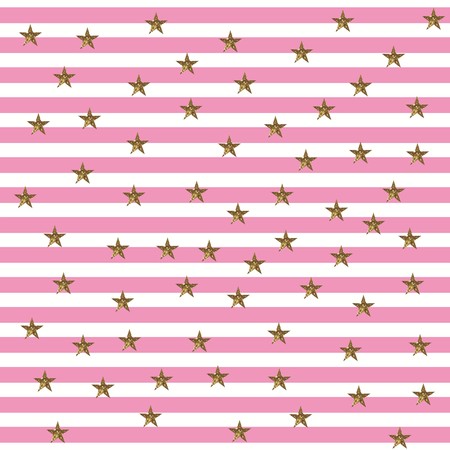 Starry Striped Pattern in Pink and Gold Shadeのイラスト素材