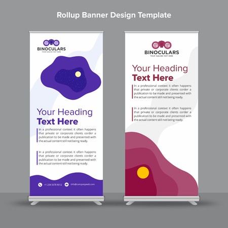 Rollup Banner with abstract purple and white shapes will take care of all your indoor and outdoor advertising needs or displaying promotional information.のイラスト素材