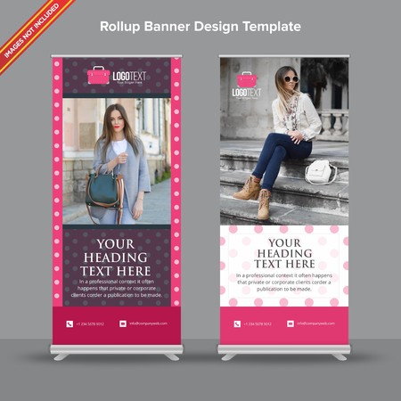 Rollup Banner with tiny pink polka dots will take care of all your indoor and outdoor advertising needs or displaying promotional information.のイラスト素材