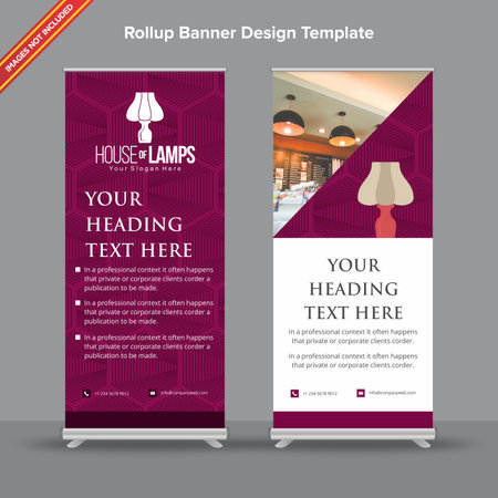Rollup Banner with textural plum tone will take care of all your indoor and outdoor advertising needs or displaying promotional information.のイラスト素材