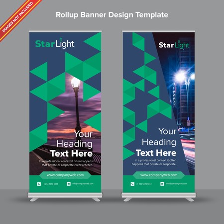 Rollup Banner with trilateral abstract shapes will take care of all your indoor and outdoor advertising needs or displaying promotional information.のイラスト素材