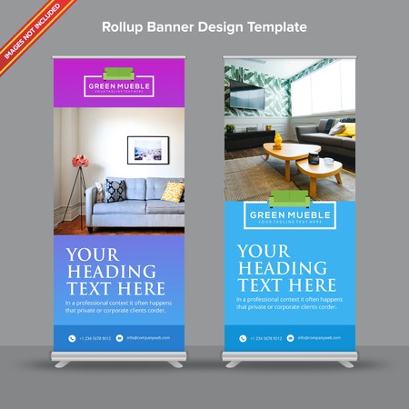 Linear Gradient Rollup Banner in Aqua and Violet Shadesの写真素材