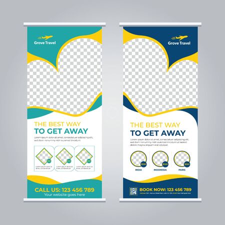 Roll up banner for travel agency or airlines.のイラスト素材