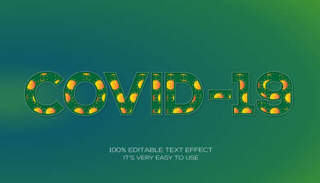 Covid-19  editable stylish text effect,  Realistic 3d blood text effectのイラスト素材