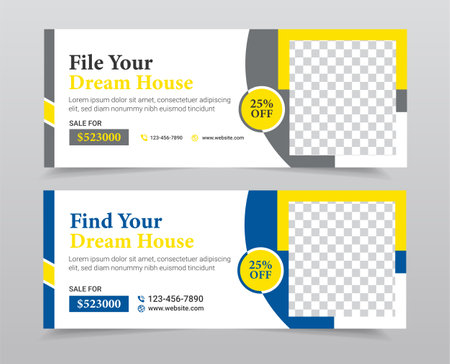 Real estate digital marketing corporate social media cover banner template promotionのイラスト素材