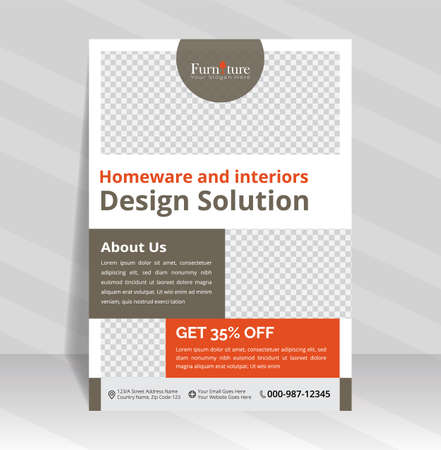 Furniture Sale Flyer Layout, Furniture or Interior Flyers Templateのイラスト素材