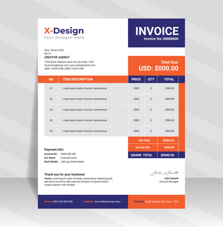 Corporate business letterhead and invoice template, Business Branding identity design templateのイラスト素材
