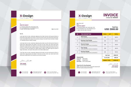 Professional creative letterhead and invoice template for corporate companyのイラスト素材