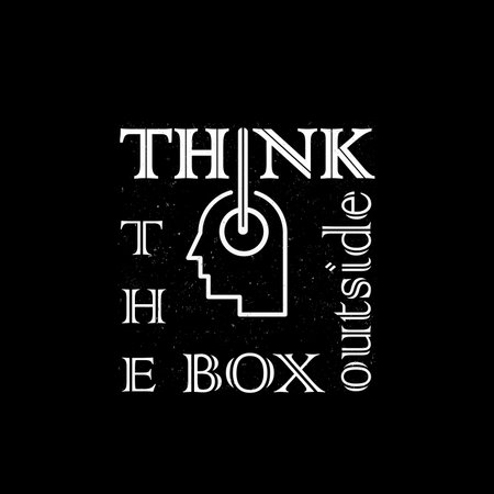 Think outside the box print t shirt design template. black and white background.;のイラスト素材