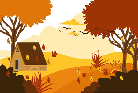 Autumn background with natural leaves and sky.のイラスト素材