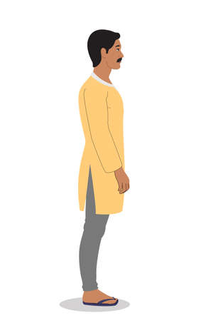 Indian man profile icon side view | Young Indian male character portrait | Standing man side view |のイラスト素材