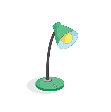 Green table lamp, table lamp isolatedのイラスト素材