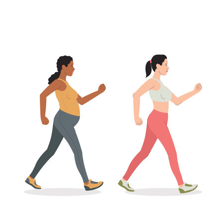 Women Brisk Walking Illustration, pregnant woman brisk walkingのイラスト素材