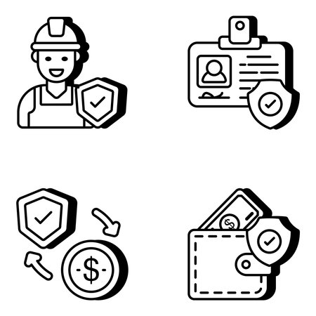 Pack of Security and Protection Linear Iconsのイラスト素材