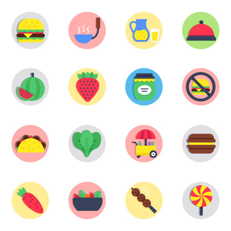 Pack of Fastfood Flat iconのイラスト素材