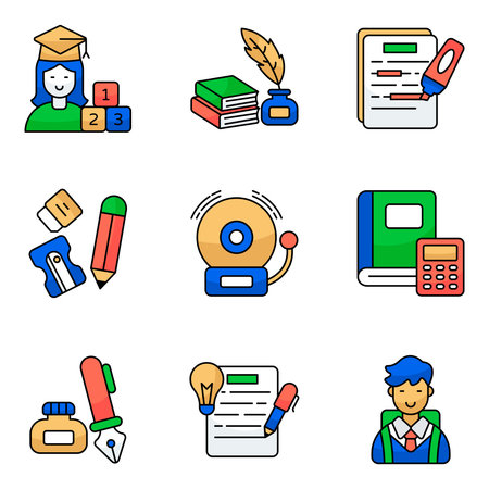 Pack of E Reading Flat Iconのイラスト素材