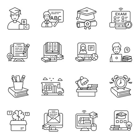 Pack of Study Flat Iconのイラスト素材