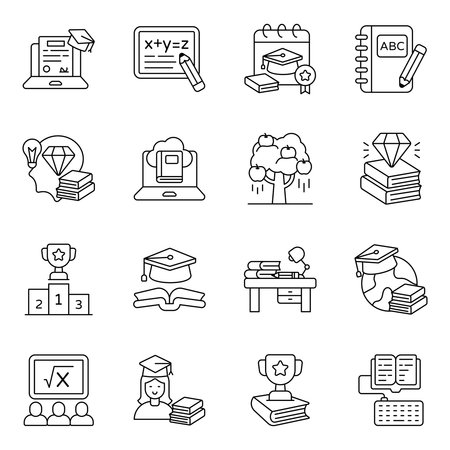 Pack of E Learning Flat Iconのイラスト素材