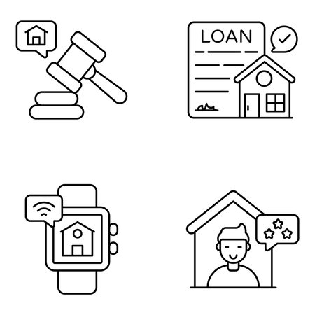 Set of Estate and Landing Flat Iconsのイラスト素材