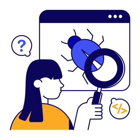 Virus under magnifying glass, debuggingのイラスト素材