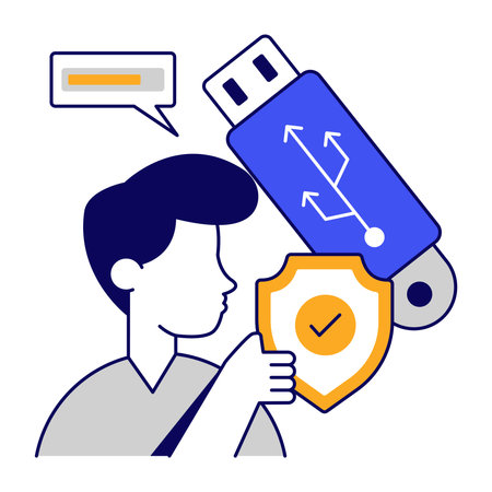 A flat design icon of usb securityのイラスト素材