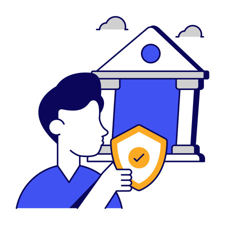 A flat design icon of secure bankのイラスト素材