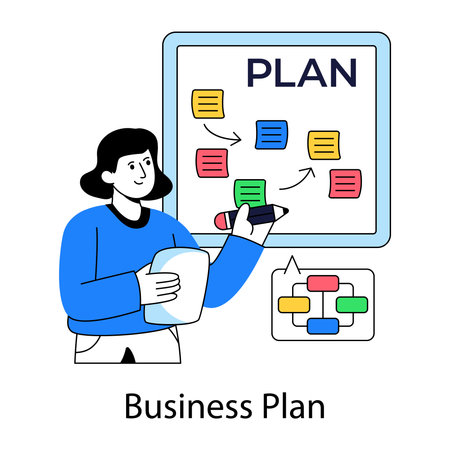 Conceptual flat design illustration of business planのイラスト素材