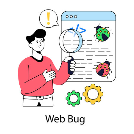 Virus under magnifying glass, debuggingのイラスト素材