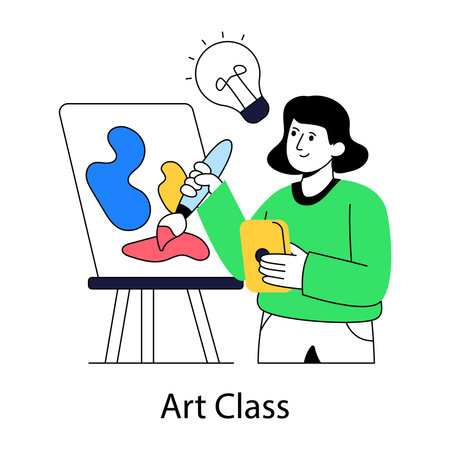 Vector design of art class, flat illustrationのイラスト素材