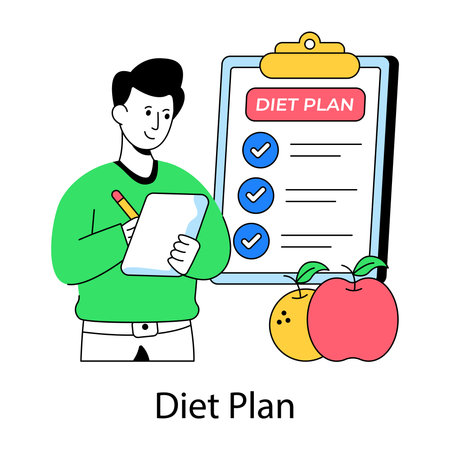 Conceptual flat design illustration of diet chartのイラスト素材