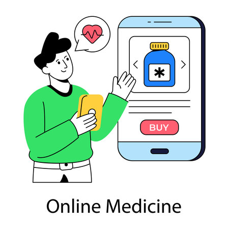 Unique design illustration of online medicineのイラスト素材