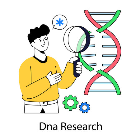 DNa research illustration in flat designのイラスト素材