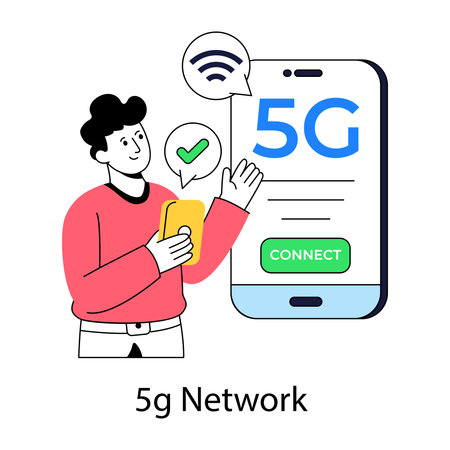 Trendy design illustration of mobile 5g networkのイラスト素材